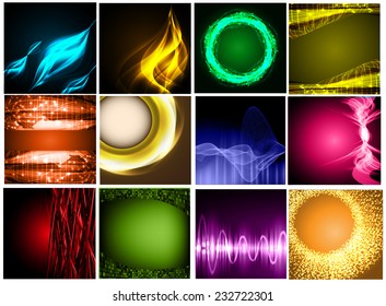 Collection colorful Light Abstract Technology background set for computer graphic website internet and business. text box. Brochure. card. wave. diverse, different, divers, manifold, many, various, 