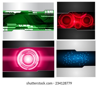 Collection colorful Light Abstract Technology background set for computer graphic website internet and business. text box. Brochure. card. wave. diverse, different, divers, manifold, many, various 