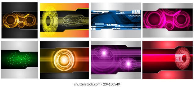 Collection colorful Light Abstract Technology background set for computer graphic website internet and business. text box. Brochure. card. wave. diverse, different, divers, manifold, many, various 