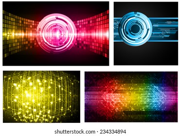 Collection colorful Light Abstract Technology background set for computer graphic website internet and business. text box. Brochure. card. wave. diverse, different, divers, manifold, many, various 