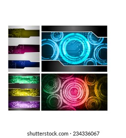 Collection colorful Light Abstract Technology background set for computer graphic website internet and business. text box. Brochure. card. wave. diverse, different, divers, manifold, many, various 