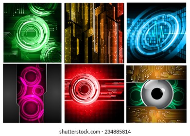 Collection colorful Light Abstract Technology background set for computer graphic website internet and business. text box.