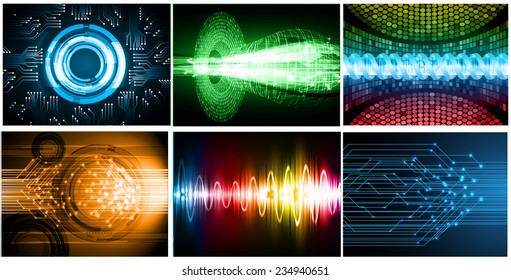 Collection colorful Light Abstract Technology background set for computer graphic website internet and business