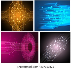 Collection colorful Light Abstract Technology background set for computer graphic website internet and business. text box. Brochure. card. wave. diverse, different, divers, manifold, many, various