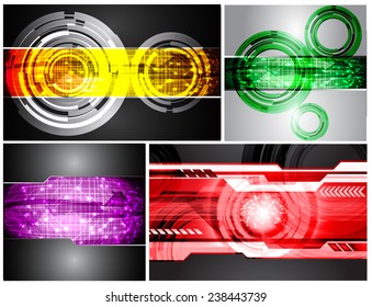 Collection colorful Light Abstract Technology background set for computer graphic website internet and business. text box. Brochure. card. wave. diverse, different, divers, manifold, many, various 