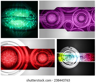 Collection colorful Light Abstract Technology background set for computer graphic website internet and business. text box. Brochure. card. wave. diverse, different, divers, manifold, many, various 
