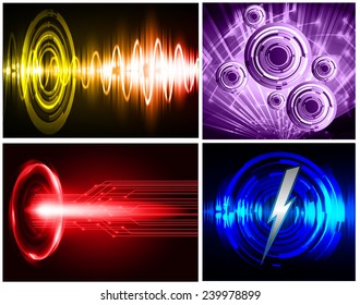 Collection colorful Light Abstract Technology background set for computer graphic website internet and business. text box. Brochure. card. wave. diverse, different, divers, manifold, many, various