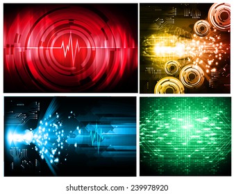 Collection colorful Light Abstract Technology background set for computer graphic website internet and business. text box. Brochure. card. wave. diverse, different, divers, manifold, many, various
