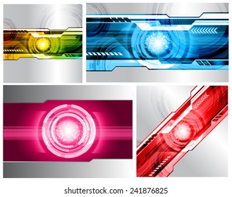 Collection colorful Light Abstract Technology background set for computer graphic website internet and business. text box. Brochure. card. wave. diverse, different, divers, manifold, many, various