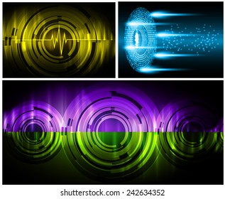 Collection colorful Light Abstract Technology background set for computer graphic website internet and business. text box. Brochure. card. wave. diverse, different, divers, manifold, many, various
