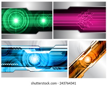 Collection colorful Light Abstract Technology background set for computer graphic website internet and business. text box. Brochure. card. wave. diverse, different, divers, many, various. silver