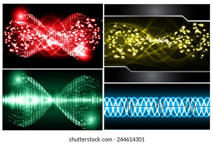 Collection colorful Light Abstract Technology background set for computer graphic website internet and business. text box. Brochure. card. wave. diverse, different, divers, manifold, many, various