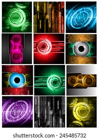 Collection colorful Light Abstract Technology background set for computer graphic website internet and business. text box. Brochure. card. wave. diverse, different, divers, manifold, many, various