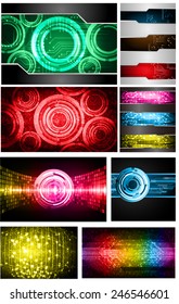 Collection colorful Light Abstract Technology background set for computer graphic website internet and business. text box. Brochure. card. wave. diverse, different, divers, manifold, many, various