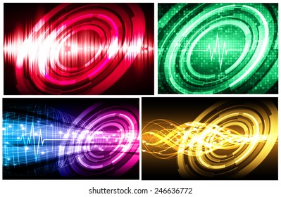 Collection colorful Light Abstract Technology background set for computer graphic website internet and business. text box. Brochure. card. wave. diverse, different, divers, manifold, many, various