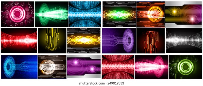 Collection colorful Light Abstract Technology background set for computer graphic website internet and business. text box. Brochure. card. wave. diverse, different, divers, manifold, many, various