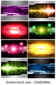 Collection colorful Light Abstract Technology background set for computer graphic website internet and business. text box. Brochure. card. wave. diverse, different, divers, manifold, many, various