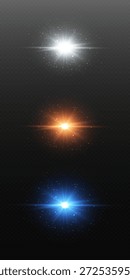 Coleção de efeitos de luz coloridos e reflexos.