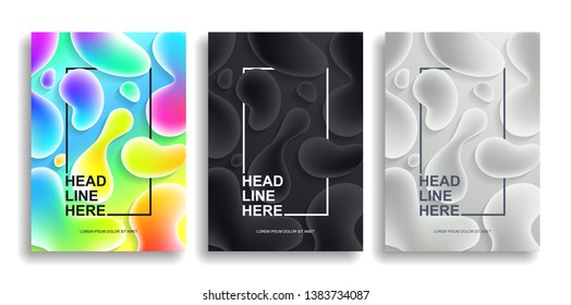 A collection of colorful liquid covers. Wavy shapes with gradient. Modern design. Eps10 vector