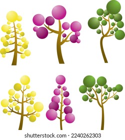 Collection of colorful minimalist trees