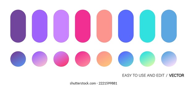 Collection of colorful modern gradient background for graphic design. Color gradient palette in the form of circles. Vector.