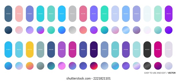 Colección de fondo de gradiente moderno y colorido para el diseño gráfico. Paleta de degradado de color en forma de círculos. Vector.
