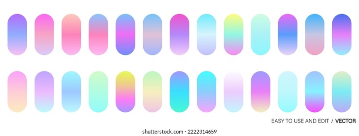 Collection of colorful modern gradient background for graphic design. Color gradient palette in the form of circles.