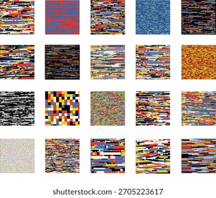 A collection of colorful Mondrian patterns in different themes