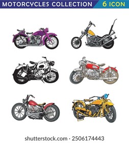 collection of colorful motorbikes vector illustrations for your collection	