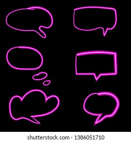 Collection of colorful neon speech bubbles with space for text.