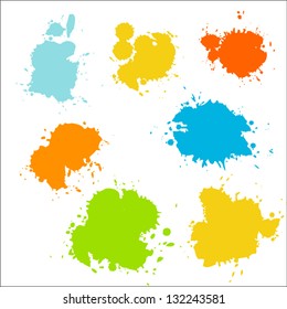 Collection of colorful paint splash. Vector set of brush strokes. Isolated on white background