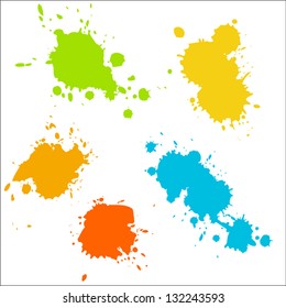 Collection of colorful paint splash. Vector set of brush strokes. Isolated on white background