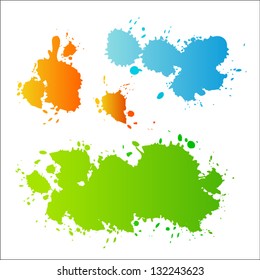 Collection of colorful paint splash. Vector set of brush strokes. Isolated on white background