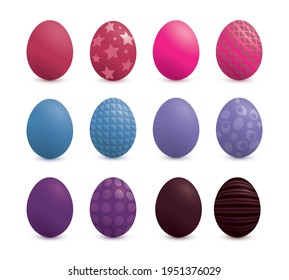 collection of colorful painted Easter eggs vector illustration holiday greeting card