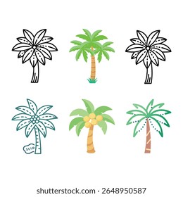 Collection of colorful palm tree illustrations