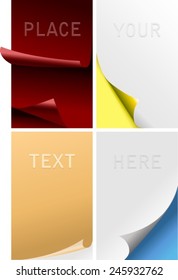 Collection of colorful papers with a curl