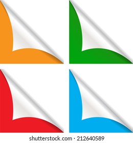 Collection of colorful papers with a curl , Vector illustration. 