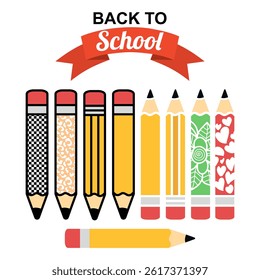 Collection of colorful pencils for back to school