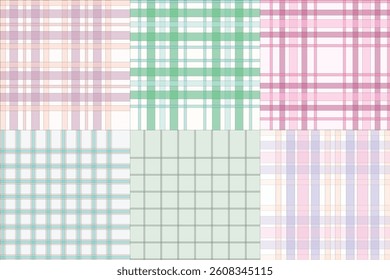 Collection of Colorful Plaid Pattern Textures – Seamless Tartan Checkered Backgrounds for Fabric, Textile, and Digital Design