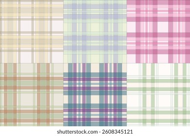 Collection of Colorful Plaid Pattern Textures – Seamless Tartan Checkered Backgrounds for Fabric, Textile, and Digital Design