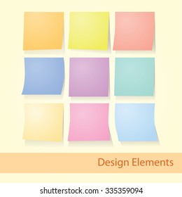 collection of colorful post it paper note. Vector set.