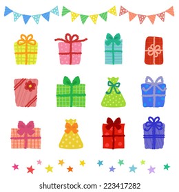 Collection of colorful present boxes / Vector EPS 10 illustration 