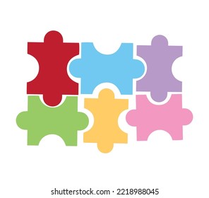 Collection of Colorful Puzzle on a White Background Vector 