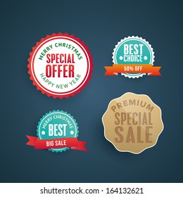 Collection of colorful quality and satisfaction guarantee label, badges