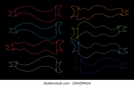collection of colorful ribbon banner label element icon illustration vector
