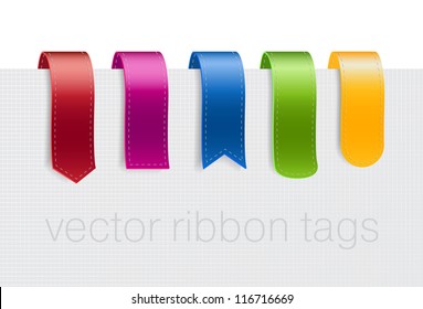 A collection of colorful ribbon tags