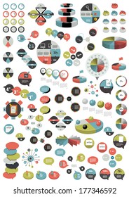 Collection of colorful round info graphics diagrams. Circle schemes. 