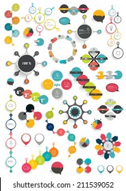 Collection Of Colorful Round Info Graphics Diagrams. Circle Schemes. 