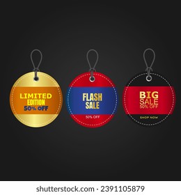 Collection of colorful sale labels tags. Price Tag with sale discount.