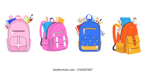 Premium Vector  Boys school bag and backpack set. isolated